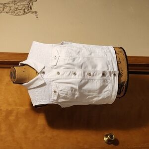 WESTPORT Sleeveless White Denim Vest